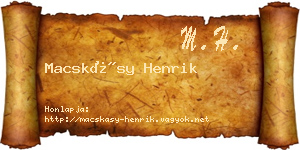 Macskásy Henrik névjegykártya