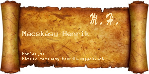 Macskásy Henrik névjegykártya
